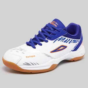 Scarpe sportive professionali antiscivolo in mesh bianco e blu per badminton e fitness