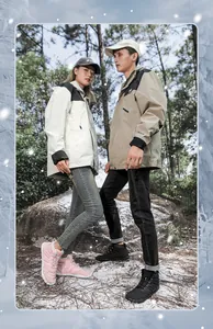 Waterproof outdoor winter boots for snow with thick fleece lining and non-slip hiking soles