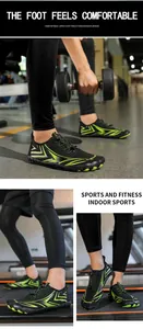 Dettagli scarpe fitness a piedi nudi con sistema di allacciatura rapida e suola in gomma