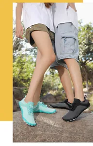 Outdoor river shoes with non-slip rubber soles and quick-lace system for hiking