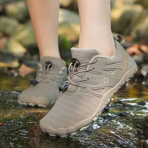 Ademende kaki barefoot waterschoenen met sneldrogende zool voor hiken en strand