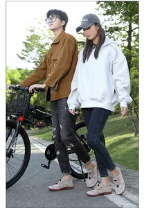 Beige knitted breathable sports shoes for cycling and outdoor fitness training