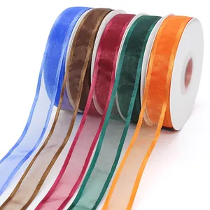 Fünf Rollen 2,5 cm bunte, halbtransparente Organzabänder für DIY-Haarschmuck basteln