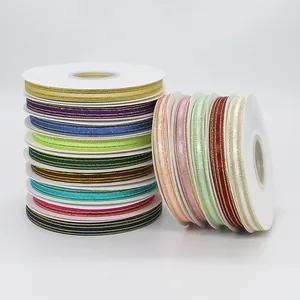 1cm gold-edged organza ribbons in multiple colors for gift wrapping and DIY crafts