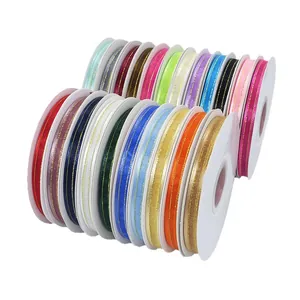 1cm wide colorful ribbon set with gold edges for DIY crafts and gift wrapping