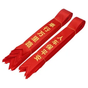 Rubans de bénédiction en satin rouge avec calligraphie dorée pour livraison de voitures
