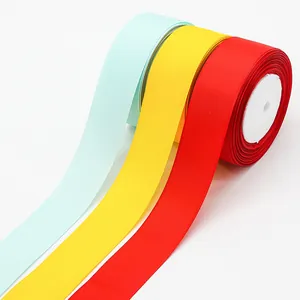 4cm grosgrain ribbon in light blue, yellow, and red colors for DIY hair accessories