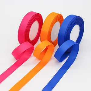 2cm grosgrain ribbons in pink, orange, and blue rolls for DIY hair accessories and gift wrapping