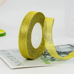 Glitter Metallic Ribbon Gold Silver Decorative Polyester Webbing For Gift Wrapping Wedding Party Bakery Cake Decoration