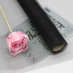 Black mesh organza roll for DIY rose flower gift wrapping and wedding decorations