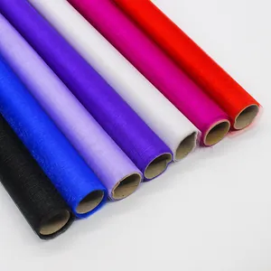 Colorful organza tulle rolls for DIY flower bouquet wrapping and wedding decorations