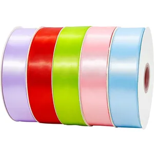 Lot de 5 rubans en satin 4cm de couleurs vives pour emballage de fleurs et cadeaux