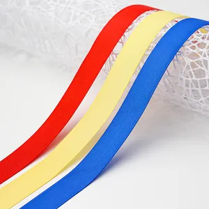 Red yellow and blue 2cm ribbed ribbons set for floral gift and cake box packaging
