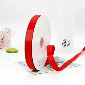 Red 2cm high-density grosgrain ribbon roll for elegant flower and gift box packaging