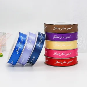 Polyester Satin Ribbon Gift Wrapping Ribbon With Just For You Printed Letter For Wedding Birthday Party Decoration