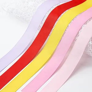 Bunte 2,5 cm Ripsbänder in Violett Rot Gelb und Rosa für Geschenkverpackungen