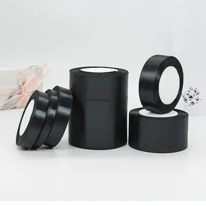 Black Satin Ribbon Polyester Fabric Webbing For Gift Wrapping DIY Manual Bow Making Bouquet Wedding Party Decoration