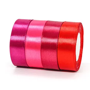 2,5 cm brede satijnen linten in magenta, roze en rood voor geschenken en knutselen