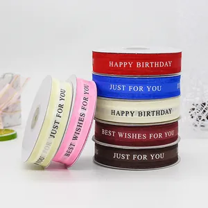 2.2cm Happy Birthday printed organza ribbons for gift wrapping and cake decoration