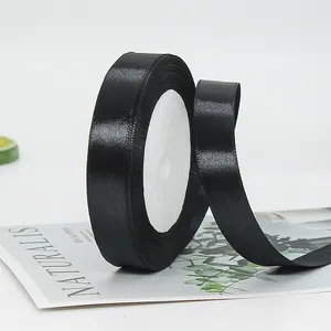 Schwarzes Satinband Polyester Dekoband Für Geschenkverpackungen DIY Handwerk Blumenstrauß Dekoration Zubehör