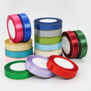 Nastro in Raso Con Bordo Dorato Per Confezioni Regalo Matrimonio Festa Decorazione Torte Fai Da Te Nastro Decorativo Colorato