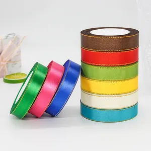 Assortimento di nastri in raso di seta da 2 cm con bordo dorato per regali e fai da te
