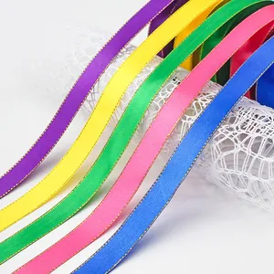 Nastri di raso multicolore da 2cm con bordo dorato per regali e decorazioni nozze