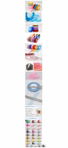 Close-up of colorful semi-transparent 2cm chiffon ribbons for DIY gift wrapping