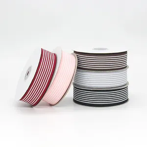 Double Sided Striped Grosgrain Ribbon Polyester Decorative Webbing For Gift Wrapping DIY Hair Bows Garment Accessories