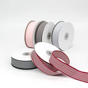 2.5cm wide multi-color striped grosgrain ribbons for gift wrapping and DIY crafts