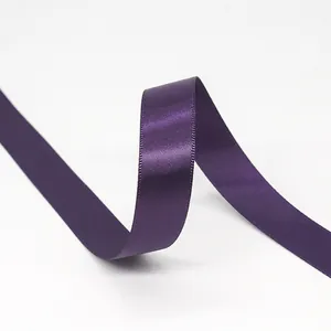 Deep purple 2cm double-sided polyester satin ribbon with high gloss for gift wrapping