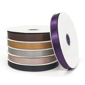 Set of colorful double-sided satin ribbons for gift wrapping and bouquet decoration