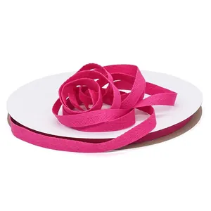 1cm rpsenrosa Fischgräten-Baumwollband auf Rolle für Näharbeiten und Textilprojekte