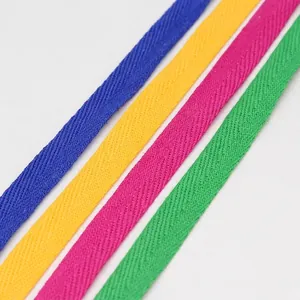 Bunte 1cm Baumwoll-Fischgrätbänder in Blau, Gelb, Pink und Grün für Nähzubehör