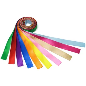 Rainbow satin ribbons in ten colors for DIY crafts and early education dancing props