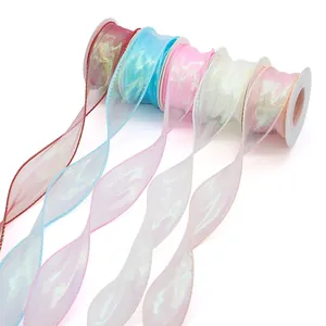 Cinq rouleaux de ruban organza irisé pour bouquets de fleurs et décorations de cadeaux