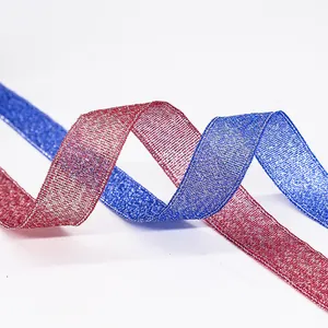 Nastri a rete luccicanti da 1,5cm in rosso e blu reale per regali e decorazioni natalizie