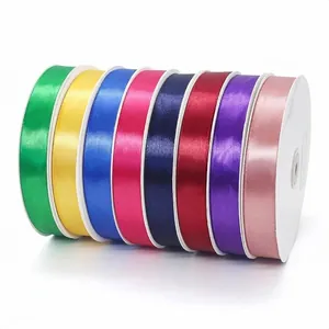 Ruban de Satin en Poliester pour Emballage de Cadeau Décoration de Mariage Fête Bricolage Accessoires de Noeud de Cheveux Rubans Brillants Couleur Unie