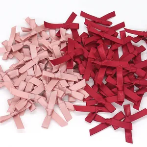 6mm Mini-Satin-Schleifen für DIY-Nähen in Altrosa und Dunkelrot, Textilzubehör