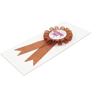 Badge ruban Birthday Girl orange scintillant pour fêtes d'enfants avec texture pailletée