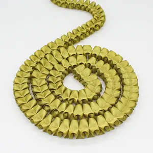2.5cm olive green ruffled satin ribbon with elegant pleated design for DIY sewing projects