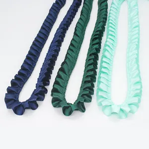 2.5cm pleated ruffle satin ribbons in navy, dark green and mint green for DIY sewing crafts