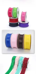 Rolls of colorful pleated polyester ribbons with satin sheen for floral and hair bow DIY
