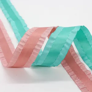 2.2cm polyester pleated ribbon with ruffled edges for gift wrapping and DIY crafts