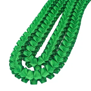 Groen 2,5 cm geplooid satijnen lint met ruches voor DIY-knutselen en kledingaccessoires