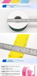 Detailed macro view of 4cm colorful polyester satin ribbons with ruffled lychee texture