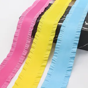 Set of 4cm colorful pleated polyester ribbons with ruffled edges for DIY flower packaging