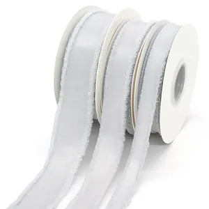Frayed Edge Grosgrain Ribbon Polyester Ribbed Webbing For Gift Wrapping DIY Craft Wedding Decor Bouquet Floral Ribbon