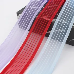 Striped organza ribbon set in purple red and blue for gift wrapping and DIY crafts