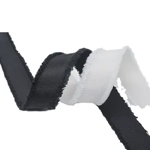 Black and white frayed edge grosgrain ribbons for gift wrapping and DIY decor